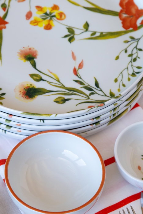 Hermia Juego de Desayuno de Porcelana de 14 Piezas Multicolor